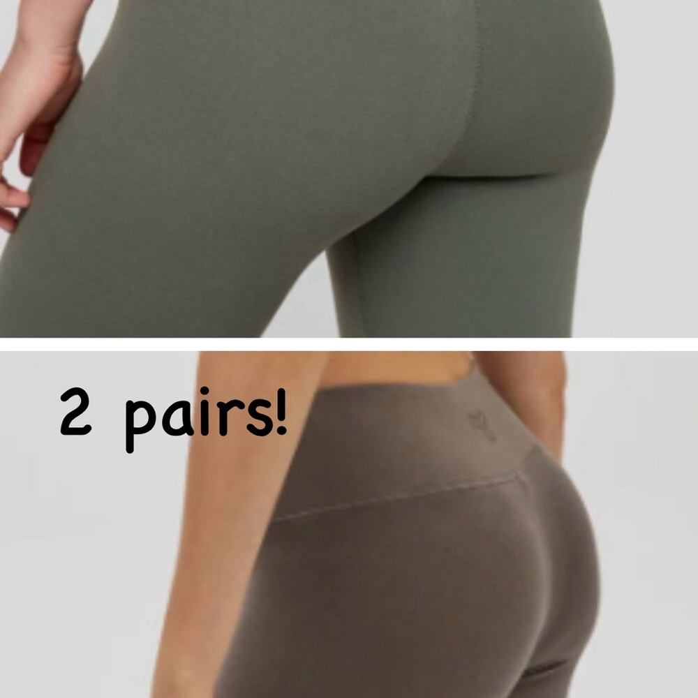 TNA High-Rise Leggings Duo in Olive Green and Taupe